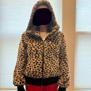 Reversible leopard Print faux fur Jacket